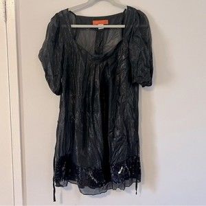 CYNTHIA STEFFE Metallic Sequin Babydoll Dress